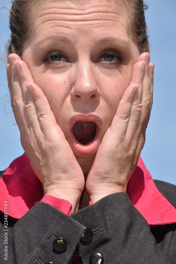 Startled Business Woman Wearing Suit Startled Business Woman Wearing Suit