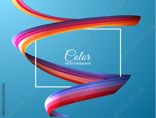 3d colorful paint brush stroke ribbon spiral. Vector background.