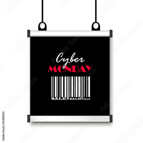 Cyber Monday. Vector illustration with barcode