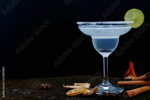 margarita cocktail on wooden table