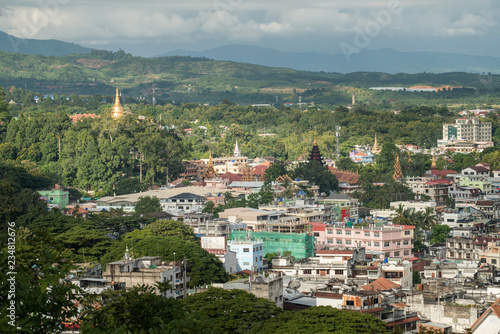 Beautiful landscape of Tachileik the border town of Myanmar between Chiang Rai province of Thailand.