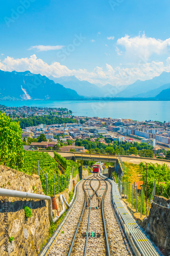 funicular at Vevey ascending to Mont Pelerin in Switzerland