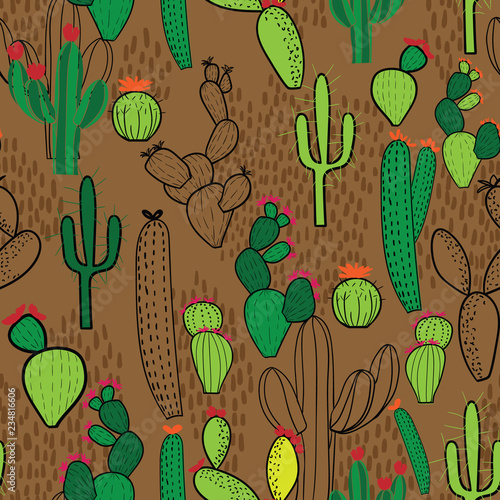 cactus seamless repeat pattern