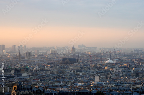 Paris,France-October 17,2018: Paris skyline at dawn 