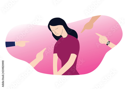 woman get blame shame and sad finger pointing hand vector