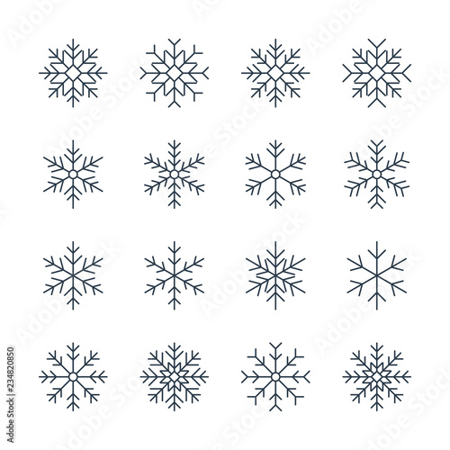 thin line snowflake icons