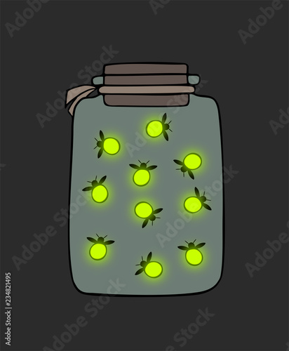 fireflies in jar draw