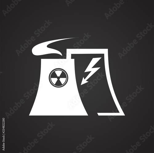 Nuclear energy on black background icon