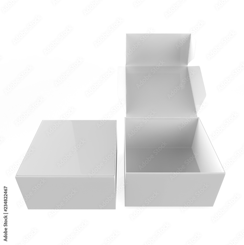 open and close packaging boxe isolated on white background . 3d illustration open and close packaging boxe isolated on white background . 3d illustration