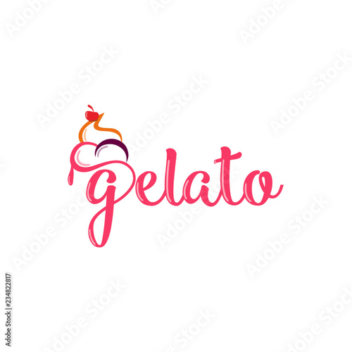 Gelato, Ice Cream Logo, Typography, Typeface, Icon, Symbol Vector Design