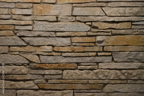 Stone wall inside a mid-century ranch home