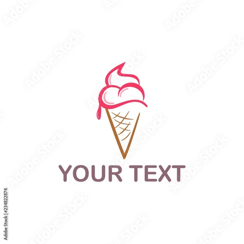 Simple Flat Design Ice Cream Logo, Sgn, Icon, Stamp Modern Vintage Vector Illustration