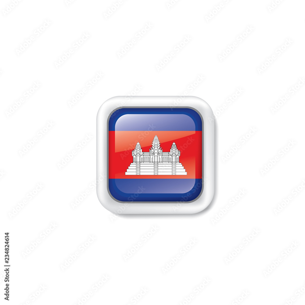 Naklejka premium Cambodia flag, vector illustration on a white background