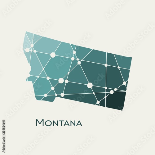 Image relative to USA travel. Montana state map textured by lines and dots pattern