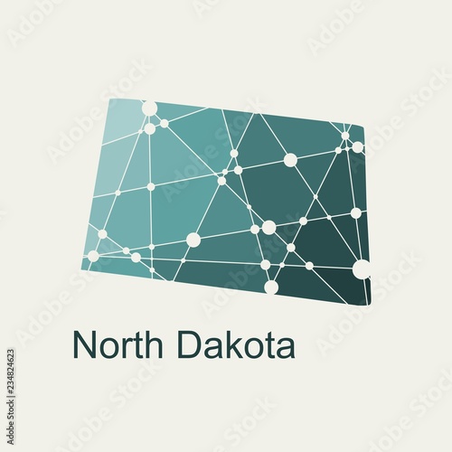 Image relative to USA travel. North Dakota state map textured by lines and dots pattern