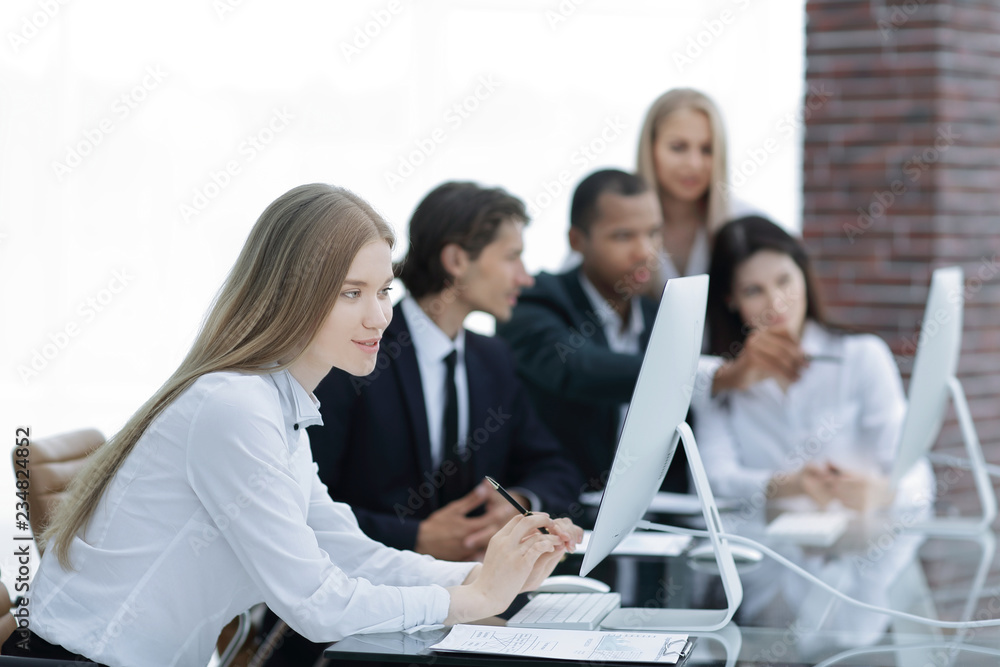 business team discussing with Manager work issues business team discussing with Manager work issues