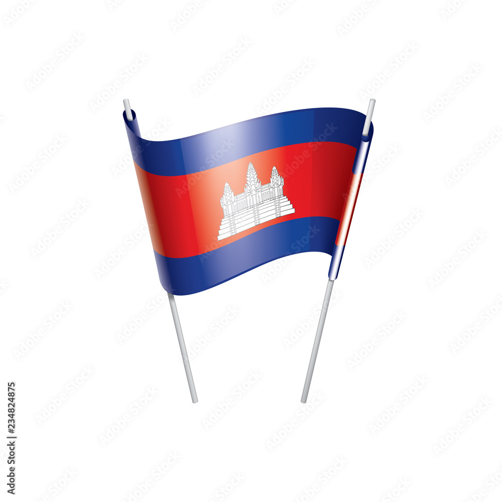 Cambodia flag, vector illustration on a white background Cambodia flag, vector illustration on a white background