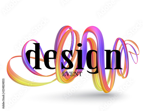 Abstract design banner with curly, bright, colorful ribbons. Vector illustration