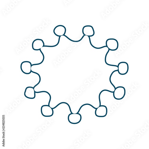 Virus silhouette in thin line style. Medical industry, biotechnology and biochemistry. Scientific medical designs. Virus diseases relative theme.