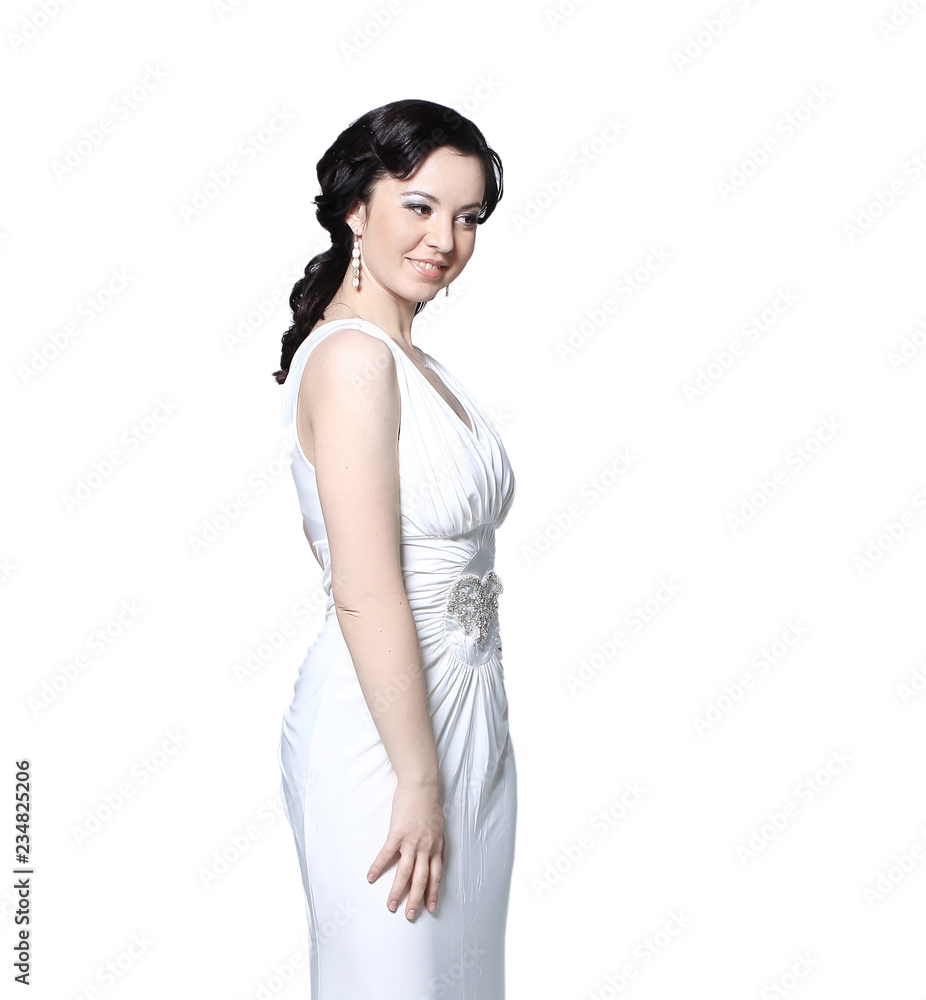 in full growth.beautiful woman in wedding dress.isolated on white in full growth.beautiful woman in wedding dress.isolated on white