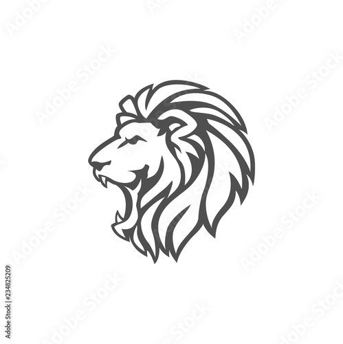 Angry Lion Head Black and White Logo  Sign  Vector Design