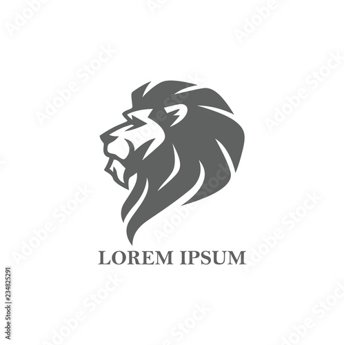 Angry Lion Head Black and White Logo  Sign  Vector Design
