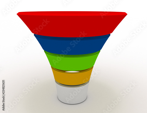 layered funnel chart concept . 3d rendered illustration