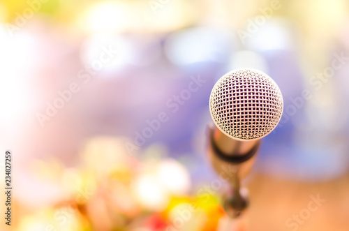 Foto The meeting took place inside Town Hall, and there was a microphone on stage for the opening ceremonial speech