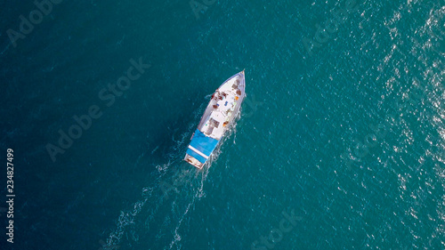 Fishing boat at sea - Aerial image