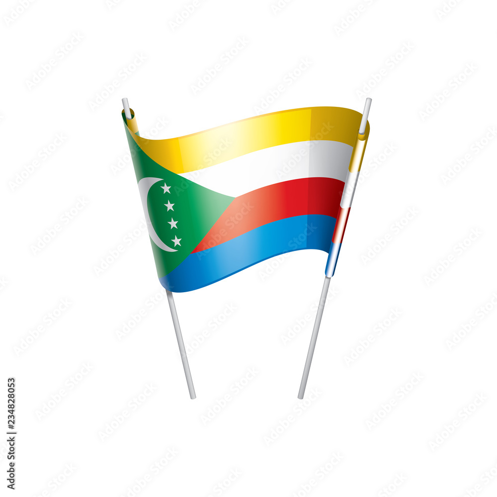 Comoros flag, vector illustration on a white background Comoros flag, vector illustration on a white background
