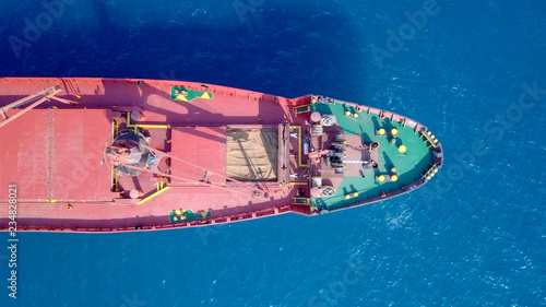 General cargo ship at sea - Aerial image