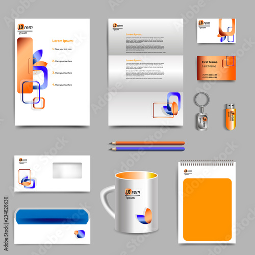 Corporate identity template with color elements. Vector company style for brandbook and guideline. EPS 10