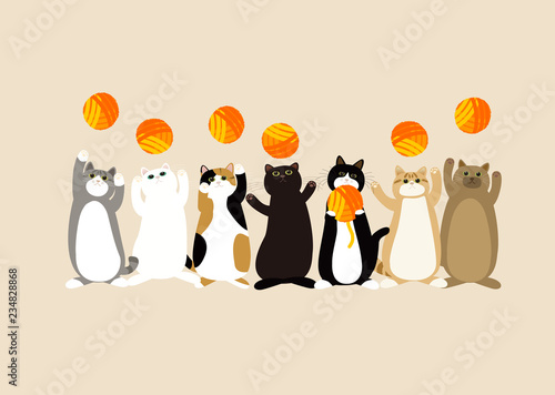 Wallpaper Mural 毛糸玉で遊ぶ猫たちのかわいい仕草 Torontodigital.ca