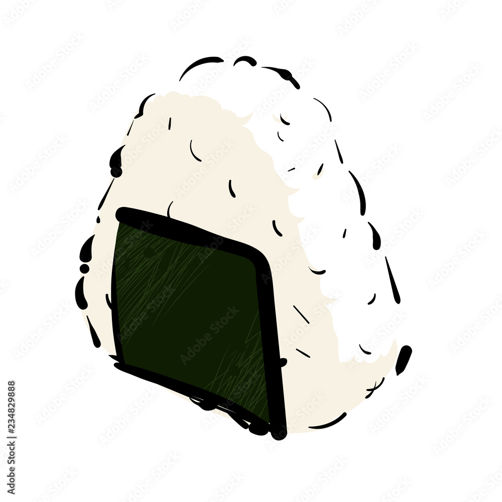 海苔のおにぎりのイラスト おむすび 握り飯 オニギリ 米 Rice Ball Stock Vector Adobe Stock