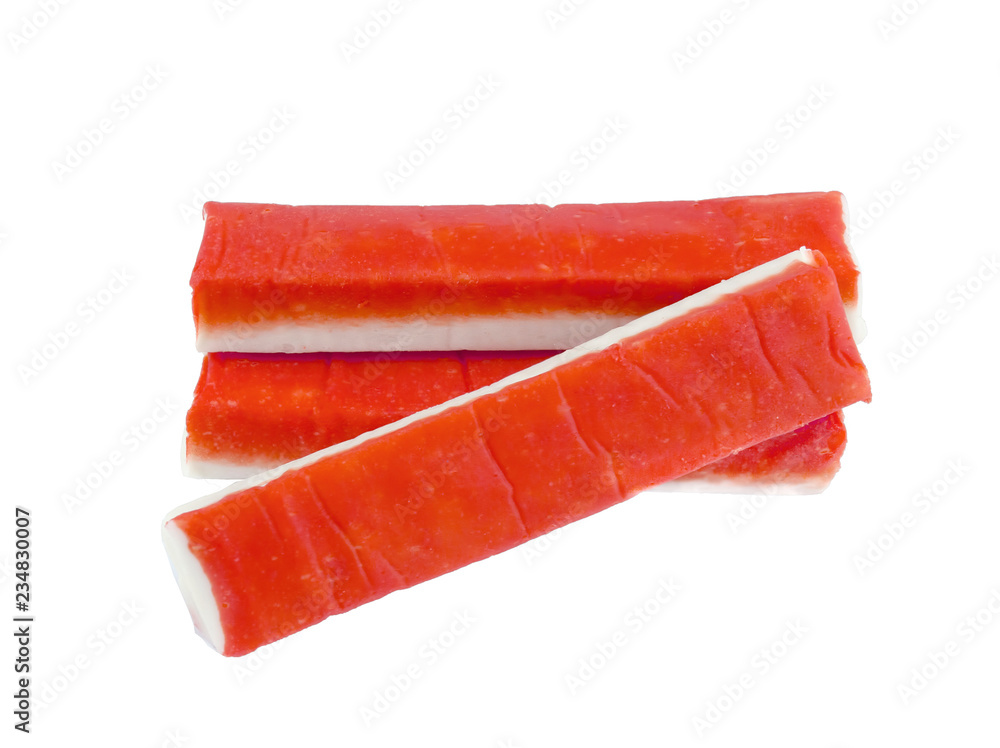 crab sticks on white background crab sticks on white background