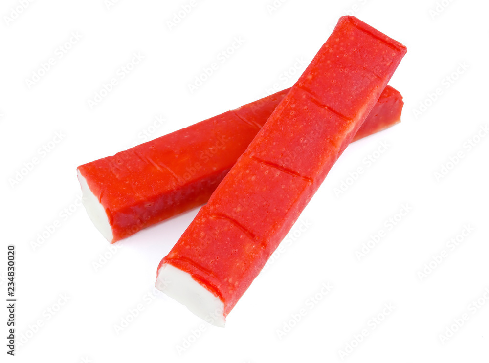 crab sticks on white background crab sticks on white background
