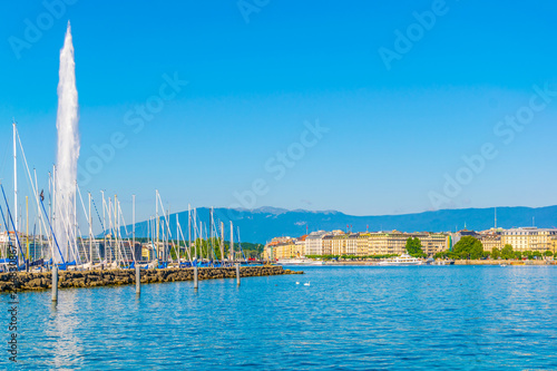 Jet d'eau fountain in the swiss city Geneva