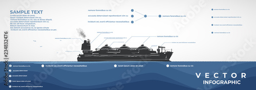 LNG carrier, vector infographics.
