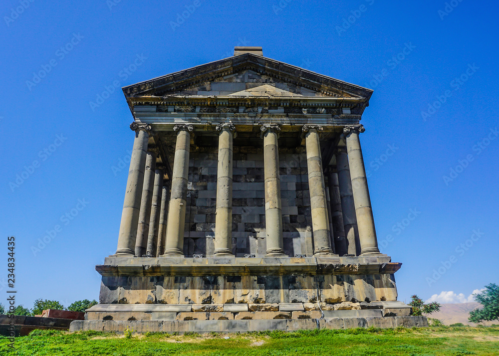 Garni Temple Back View with Blue Sky
