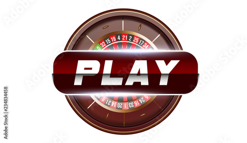 Casino play button concept isolated on white background. Poker online casino vector illustration. Gambling concept design button, poker mobile app icon.