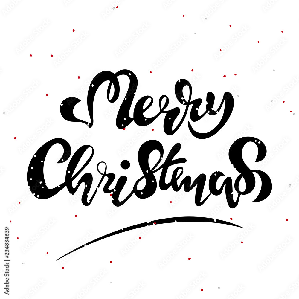 Merry Christmas vector text Calligraphic Lettering design card template. Creative typography for Holiday Greeting Gift Poster. Calligraphy Font style Banner. EPS10