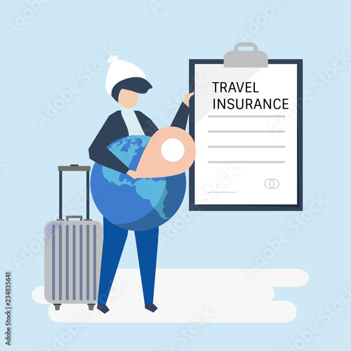A traveler with a travel insurance policy document