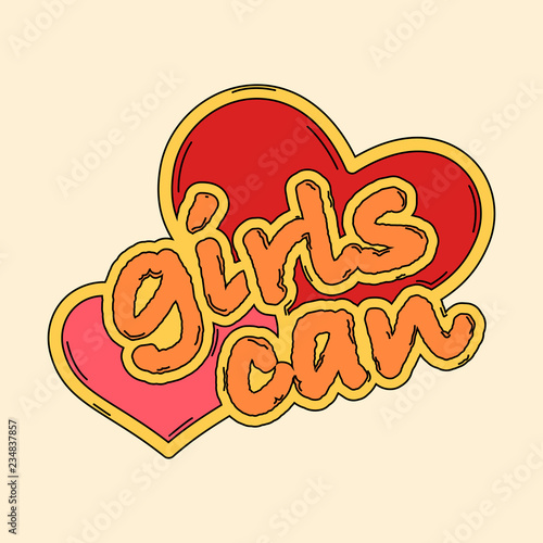 Girls can heart sticker vector