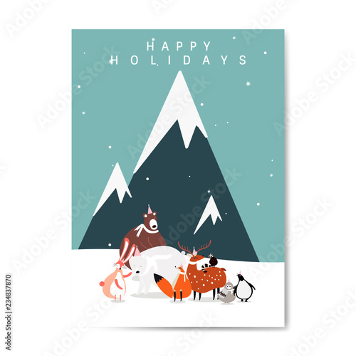 Winter themed postcard design vector