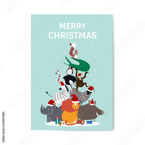 Photography Merry Christmas postcard design vector
