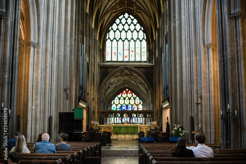 Congregation at St Mary Redcliffe Church, Bristol, UK photo