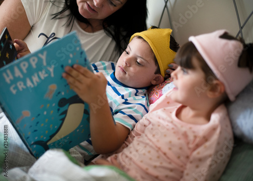 Canvas Print Mother reading a bedtime story