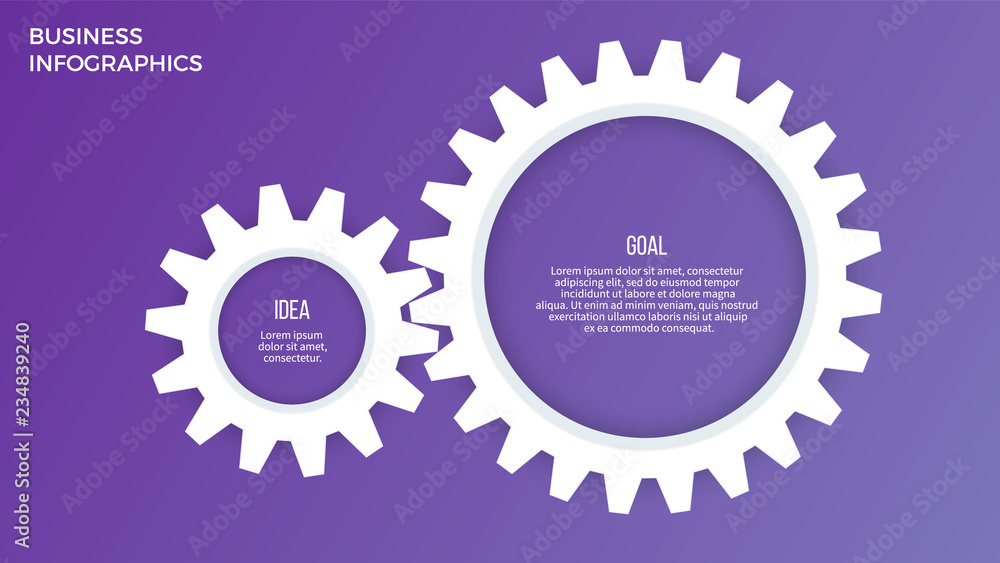 Business infographics. Timeline with 2 steps, options, gears. Vector template. Business infographics. Timeline with 2 steps, options, gears. Vector template.