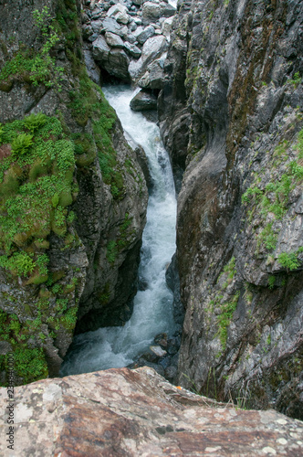 The Alibek Waterfall. Dombay Mountains. The Northern Caucas mountain landscapes