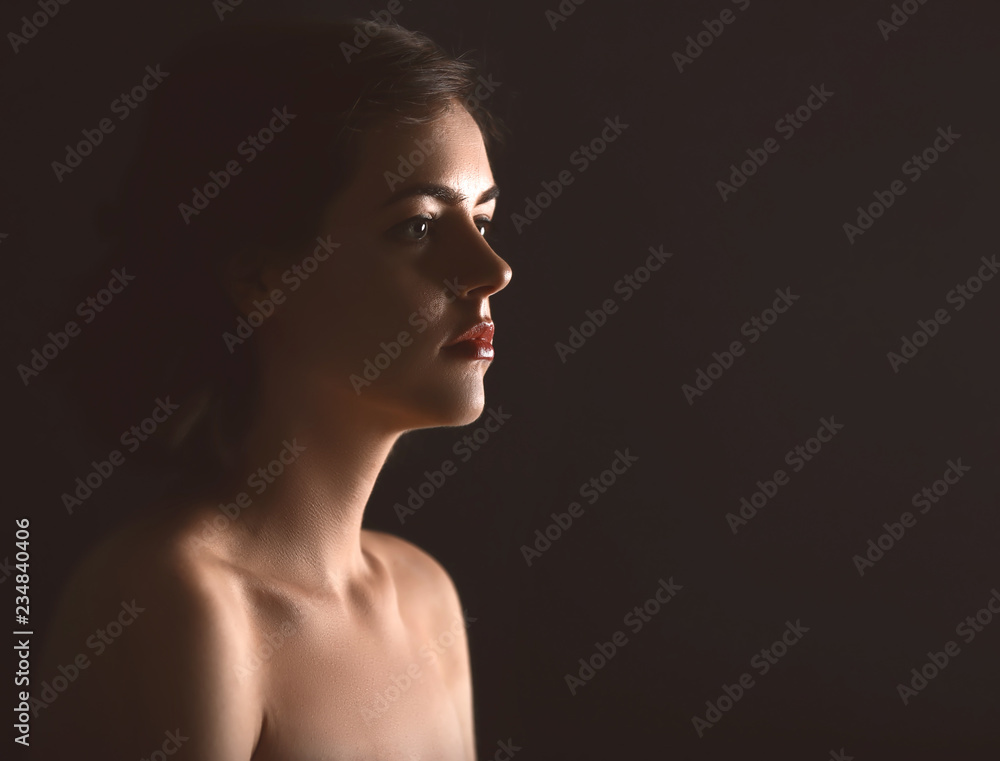Fototapeta premium Beauty and skin care, woman's profile in soft light